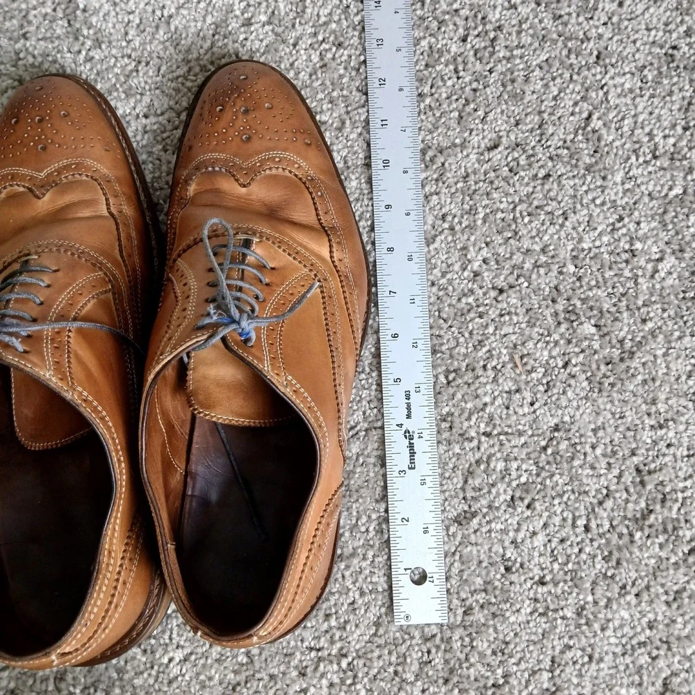 Cuoio Mens Tan Leather Wingtip Brogue Oxford Dress Shoes Made in Italy 6650 10M